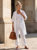Yael | Three Piece Relaxed Top Pant Set – White | The Bellemont Sisters Australia