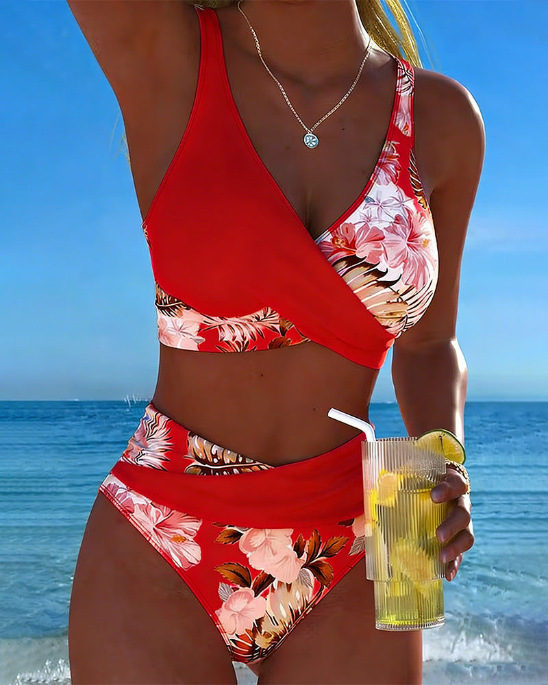 Jolina - Floral Wrap Bikini Set – Red | The Bellemont Sisters Australia