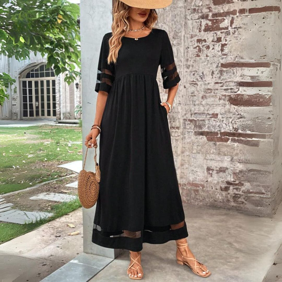 Beth | Flattering Tummy-Smoothing Midi Dress – Black | The Bellemont Sisters Australia