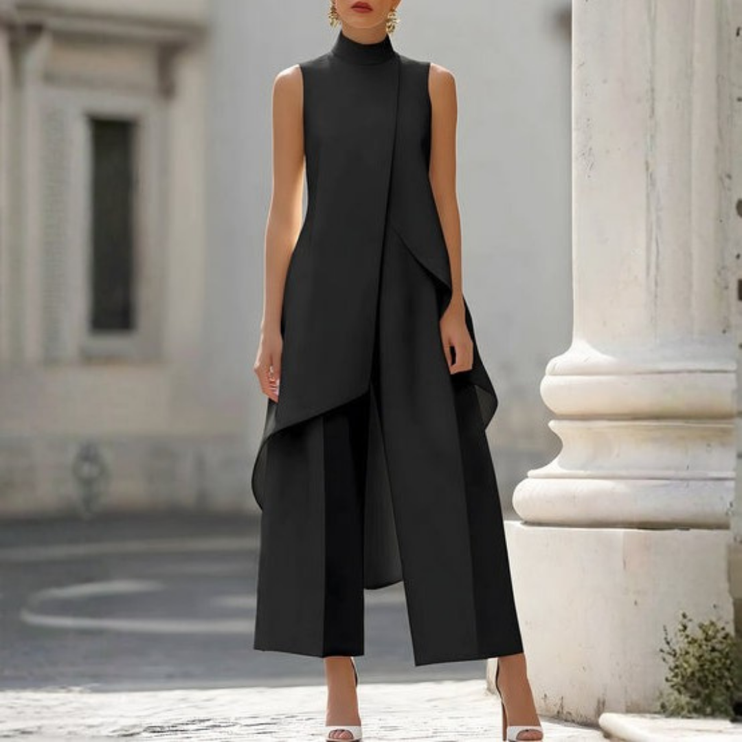Viviana | Elegant Drop-Waist Jumpsuit – Black | The Bellemont Sisters Australia