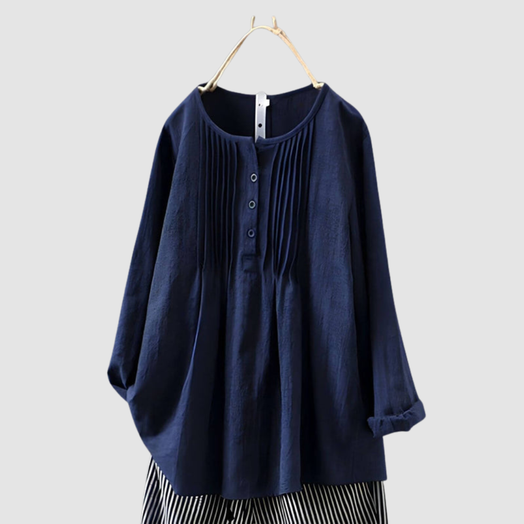 Brenna™ Elegant Casual Blouse – Navy Blue | The Bellemont Sisters Australia