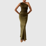 Elara | Satin Asymmetric Evening Gown | The Bellemont Sisters Australia