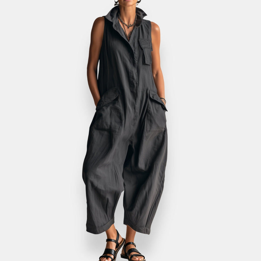 RYKER | SLEEVELESS CARGO JUMPSUIT – Black | The Bellemont Sisters Australia