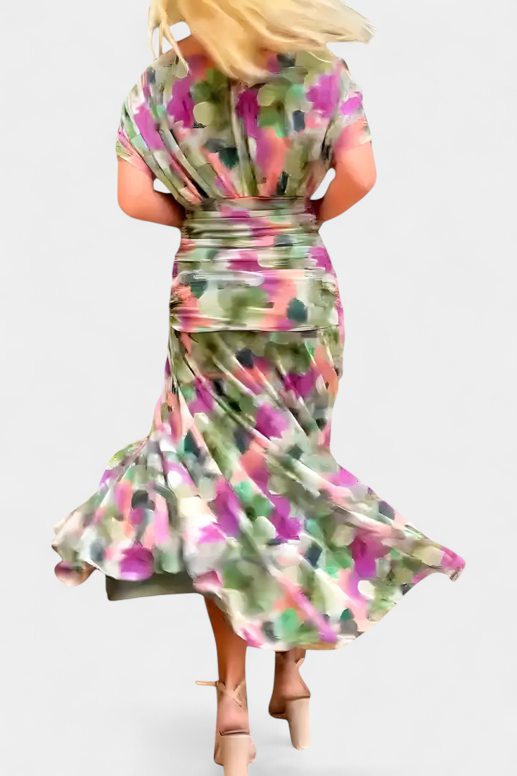 Alondra™ | Long Floral Dress with V-Neck | The Bellemont Sisters Australia