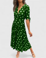 Colette | Sophisticated Polka Dot Dress – Green | The Bellemont Sisters Australia