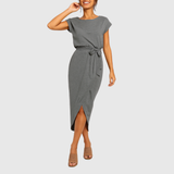 Maelis | Casual Midi Dress – Dark Grey | The Bellemont Sisters Australia