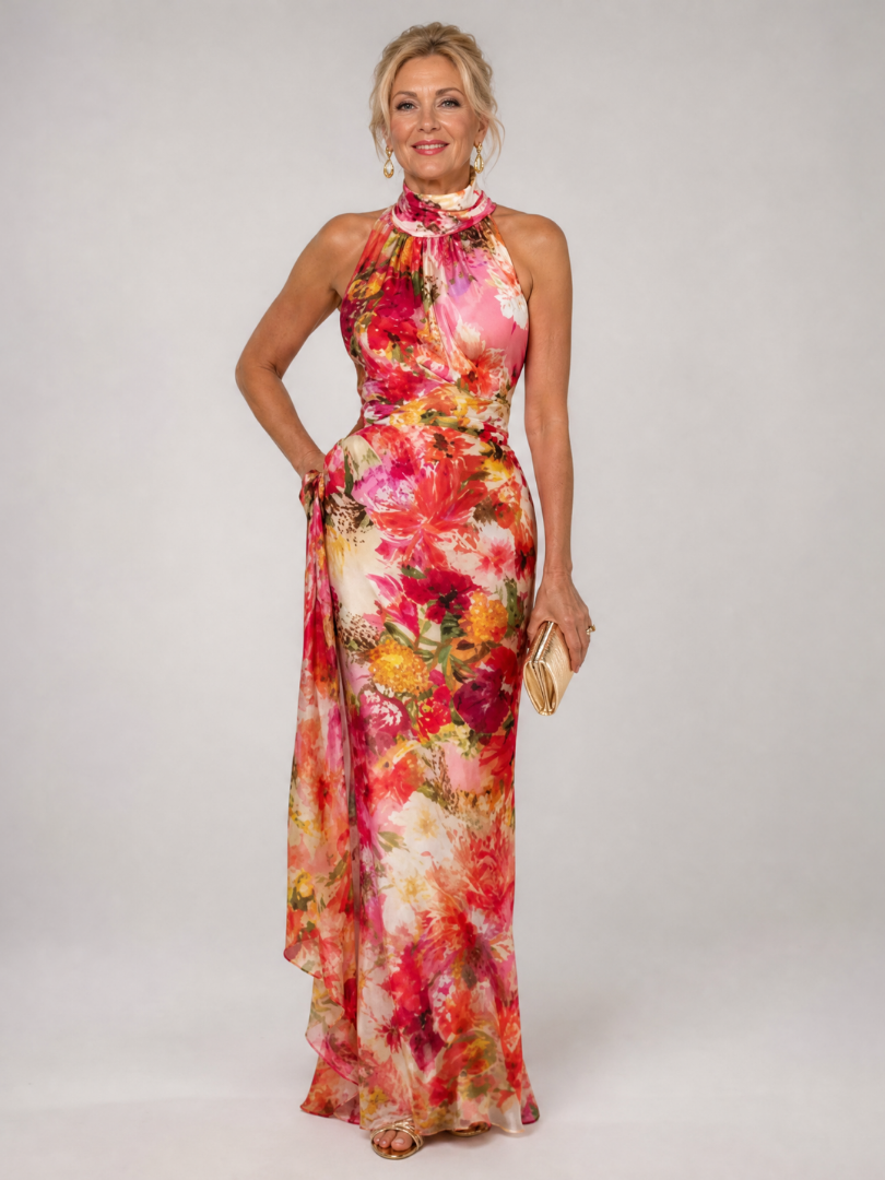 Elisabetta™ Halter Neck Floral Print Maxi Dress | The Bellemont Sisters Australia
