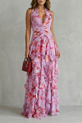 Bella | Long Dress with Halter Neck – Pink | The Bellemont Sisters Australia