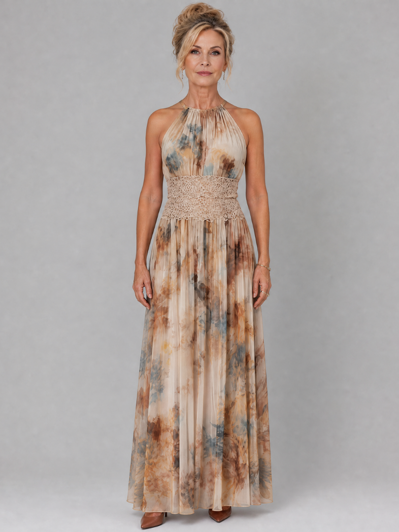 Elavenue™ Halter Neck Lace Waist Maxi Dress | The Bellemont Sisters Australia