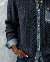 Long-Sleeve Shirt with Denim Patchwork | The Bellemont Sisters Australia