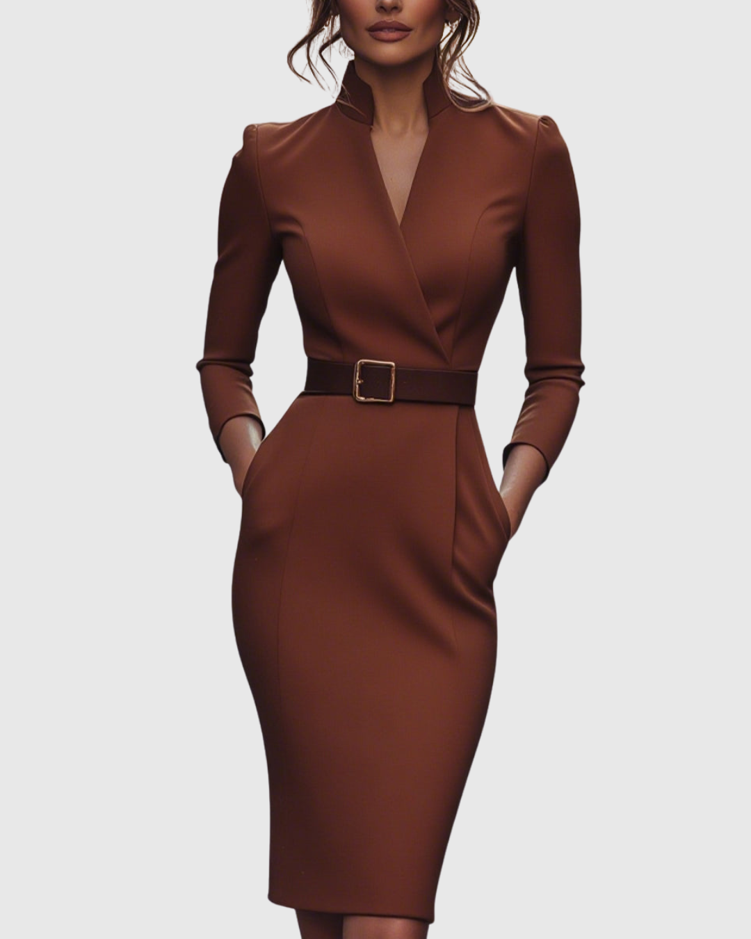 Claribel | Refined Midi Dress – Brick Red | The Bellemont Sisters Australia