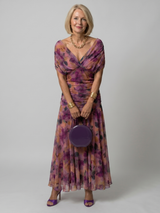 Calen™ Off Shoulder Flow Midi Dress – Purple | The Bellemont Sisters Australia