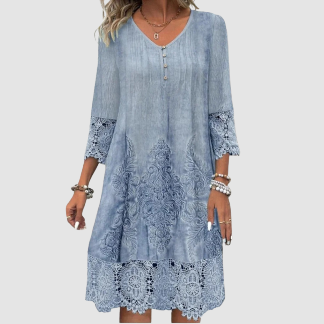 Jacquelin™ Elegant Lace Dress – Blue | The Bellemont Sisters Australia