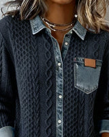 Long-Sleeve Shirt with Denim Patchwork | The Bellemont Sisters Australia
