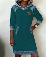 Lunariae – Casual Contrast Hoodie Dress – Green | The Bellemont Sisters Australia