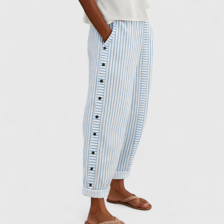 Sharmaine | Sophisticated Trousers – Blue | The Bellemont Sisters Australia