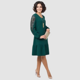 Lowri Quinn | Lace-Sleeve Midi Dress – Dark Green | The Bellemont Sisters Australia