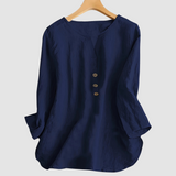 Melisa™ Casual Cotton & Linen Blouse – Blue | The Bellemont Sisters Australia