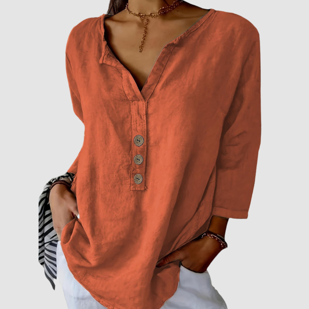 Melisa™ Casual Cotton & Linen Blouse | The Bellemont Sisters Australia