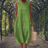 Kira | Elegant sleeveless dress with pockets – Green | The Bellemont Sisters Australia
