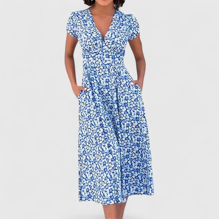 Roseanna | Comfortable Midi Dress – Blue | The Bellemont Sisters Australia