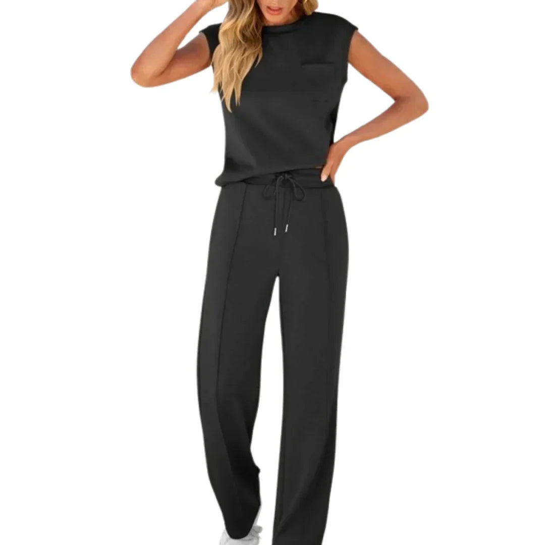 KAIYA™ – Casual Summer Lounge Co-Ord – Black | The Bellemont Sisters Australia