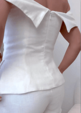 White Cotton and Linen Two-piece Suit | The Bellemont Sisters Australia