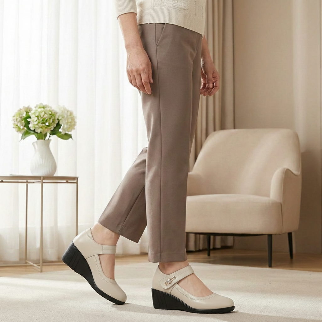 Lydia – Elegant Mid-Heel Comfort Shoes – Beige | The Bellemont Sisters Australia