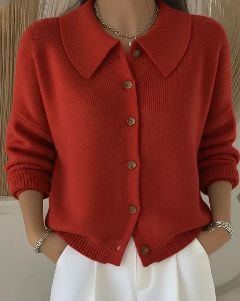 Vespera™ | Button Collar Cardigan – Red | The Bellemont Sisters Australia