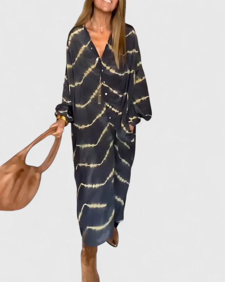 Amelie | Elegant Boho Striped Maxi Dress | The Bellemont Sisters Australia
