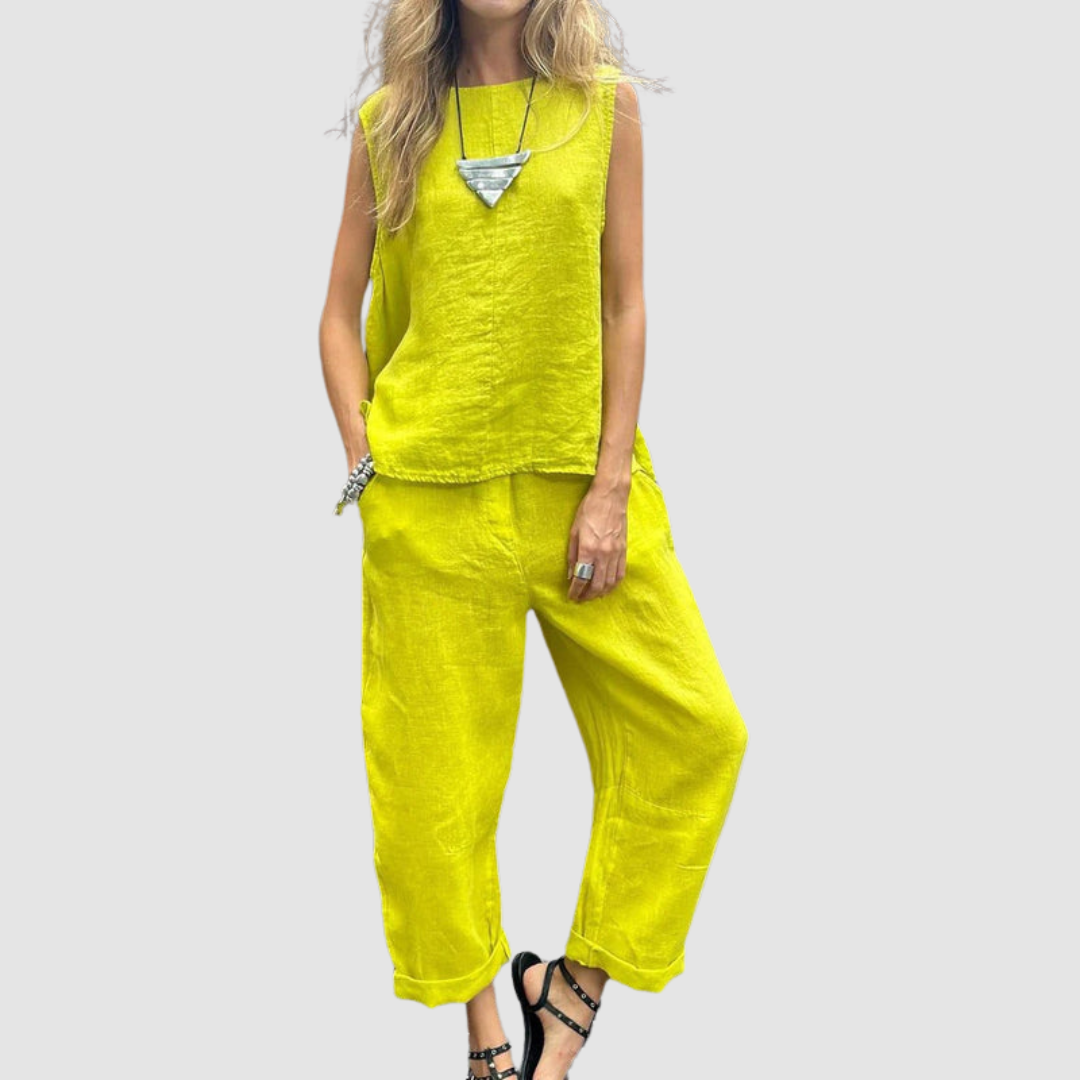 Suzette™ Lightweight Two-Piece Summer Set – Yellow | The Bellemont Sisters Australia