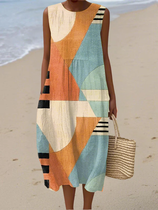 Iris™ Geometric Midi Dress – Multicolor | The Bellemont Sisters Australia