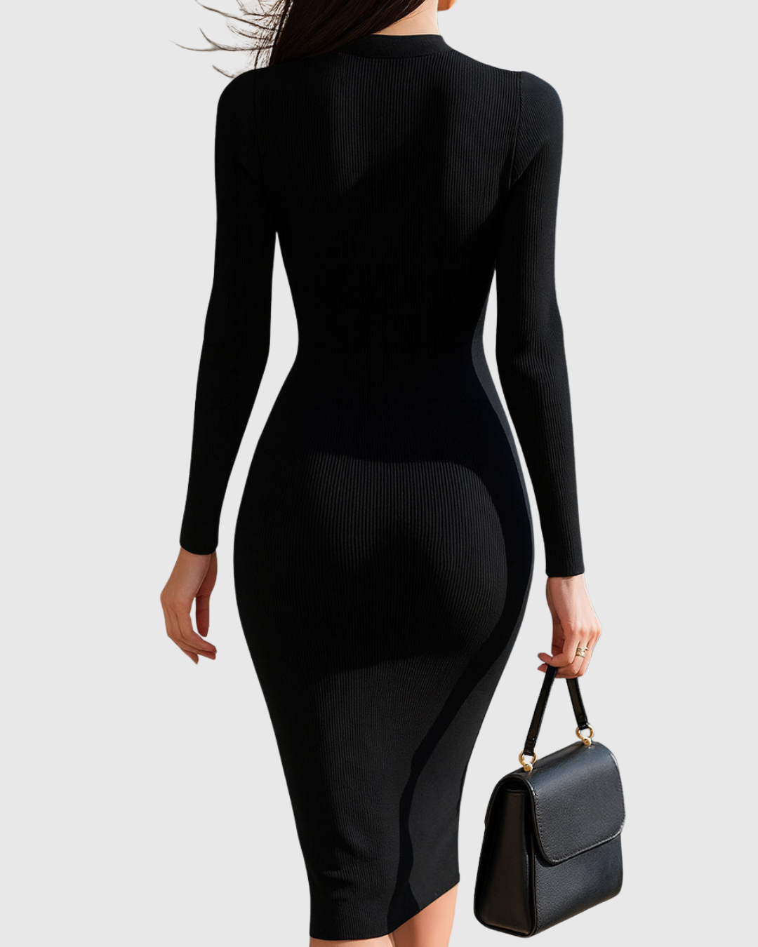 Eadwine | Zip-Front Ribbed Knit Midi Dress | The Bellemont Sisters Australia