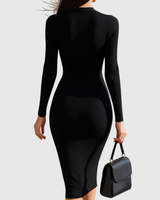 Eadwine | Zip-Front Ribbed Knit Midi Dress | The Bellemont Sisters Australia