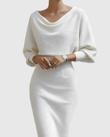 Ismeria | White Draped Batwing Midi Dress | The Bellemont Sisters Australia
