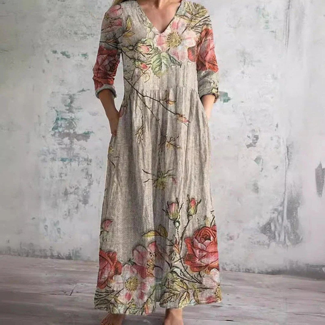 Bella™ | Floral Summer Dress – Beige | The Bellemont Sisters Australia