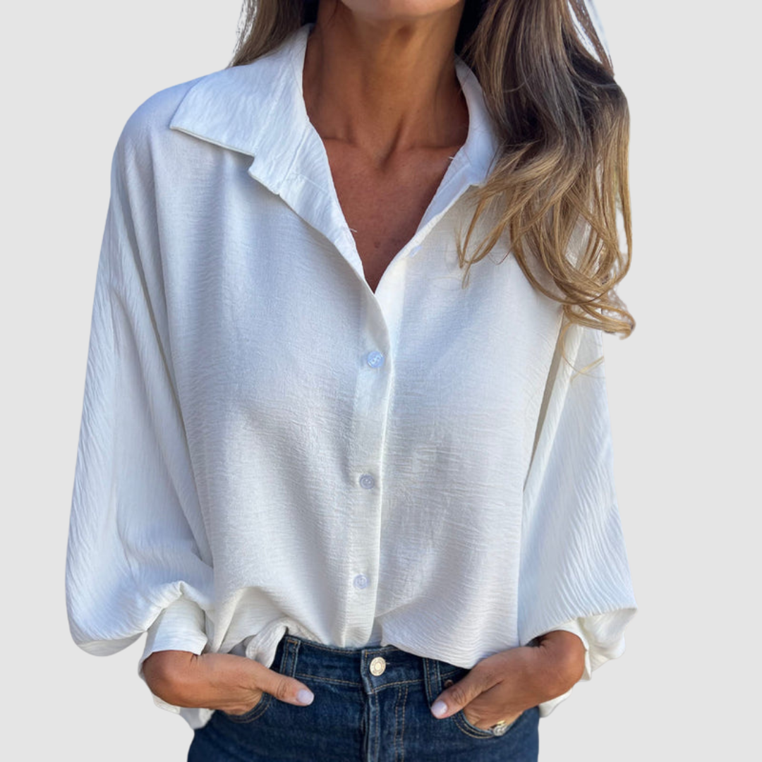 Liza™ Elegant Oversized Blouse – White | The Bellemont Sisters Australia