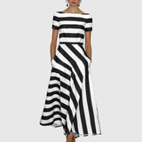 Delora | Light & Fluid Stripe Dress – Black | The Bellemont Sisters Australia
