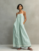 Women's Minimalist Striped Maxi Dress – Green | The Bellemont Sisters Australia
