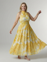 Sylin | Gathered Halter Midi Dress – Yellow | The Bellemont Sisters Australia