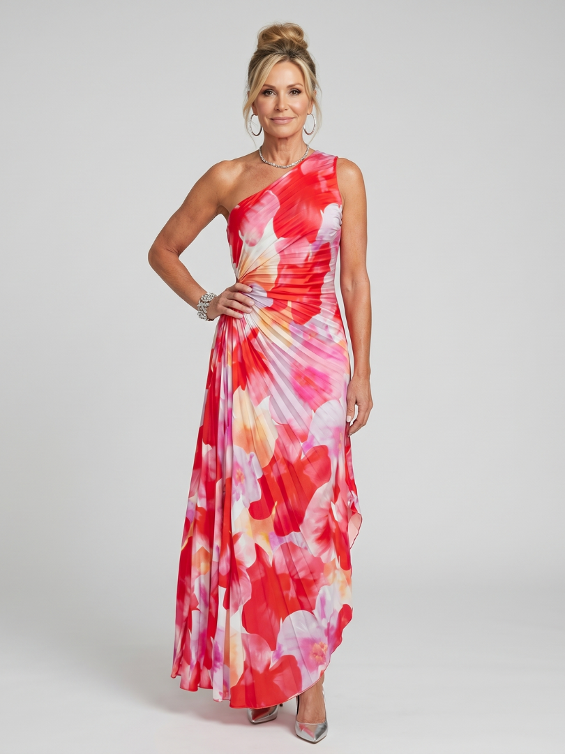 Taya™ One Shoulder Pleated Bodice Midi Dress | The Bellemont Sisters Australia