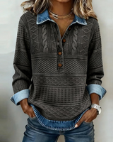 Dolores |Trendy Sweatshirt with Half Button and Collar – Gray | The Bellemont Sisters Australia