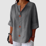 Leah™ Casual Linen Blouse – Gray | The Bellemont Sisters Australia