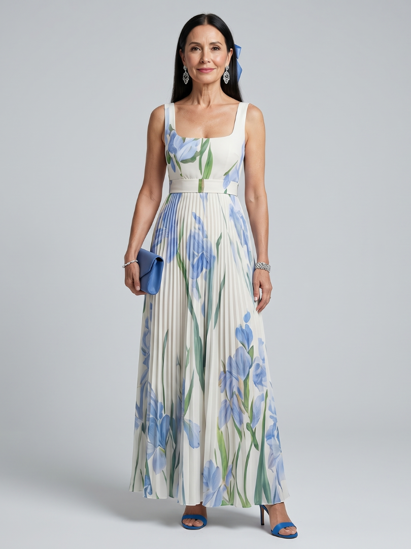 Ophelia™ Sleeveless Square Neck Floral Print Midi Dress | The Bellemont Sisters Australia