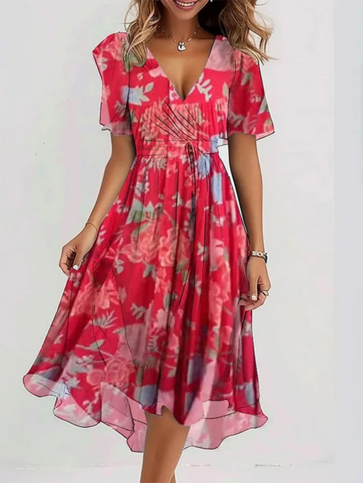 Matilda | Summer Dress With Belly Cover – Red | The Bellemont Sisters Australia