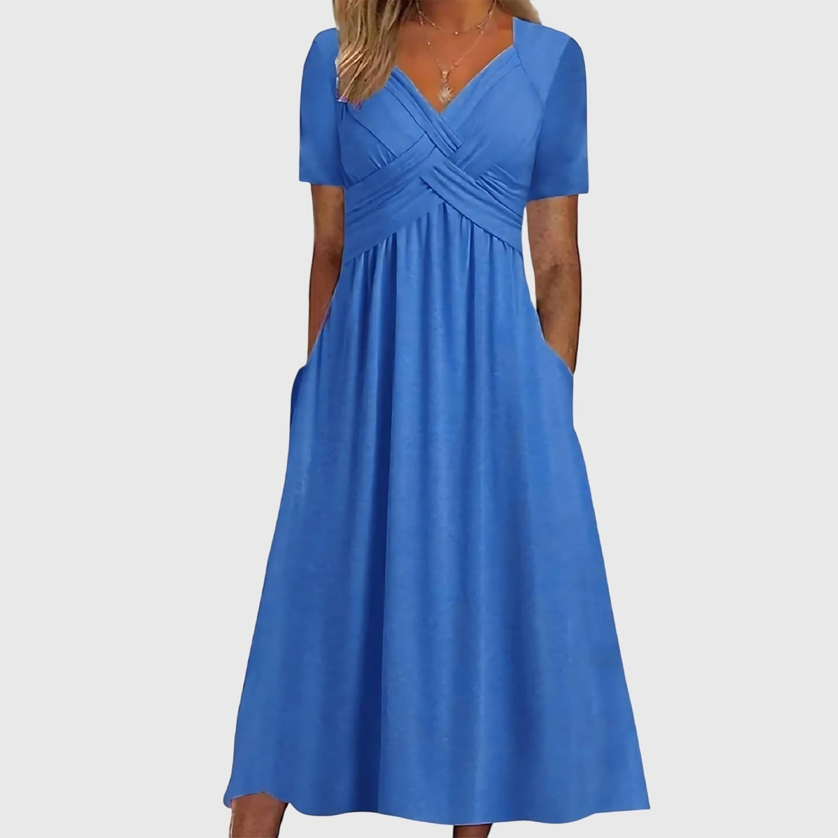 Viola | Midi Dress With Tummy Control – Blue | The Bellemont Sisters Australia