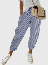 Reina | Elegant Women's Pants – Blue (Striped) | The Bellemont Sisters Australia
