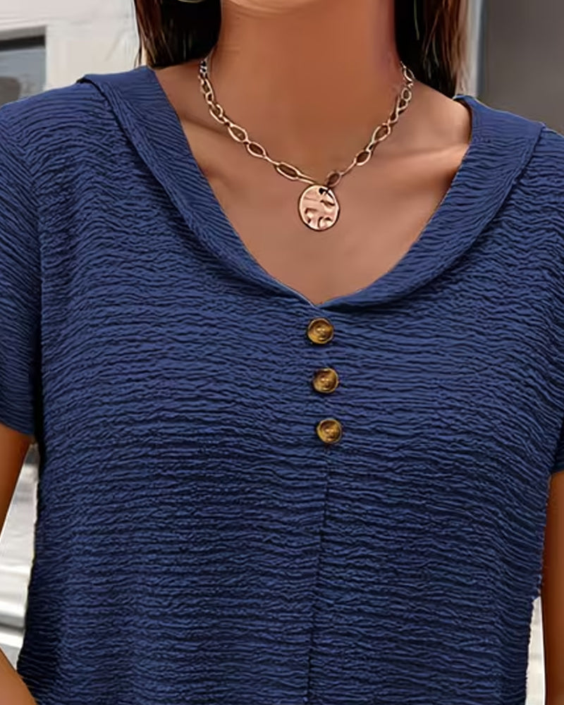 Barbara|Collar T-Shirt with Buttons | The Bellemont Sisters Australia