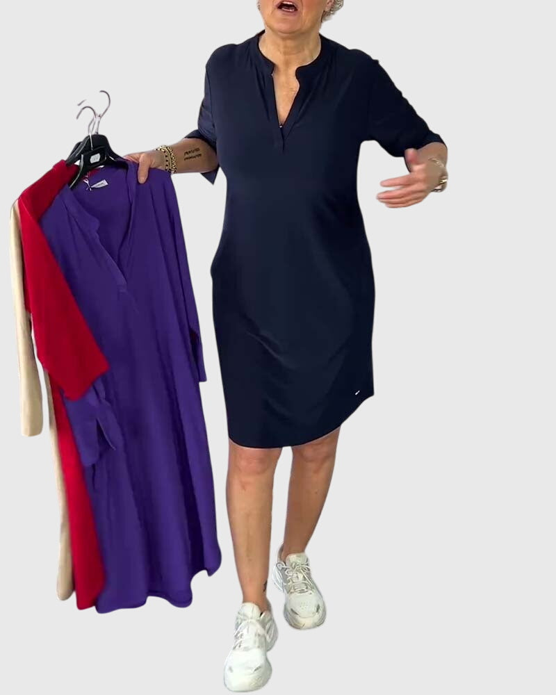 Katherine | Solid V-Neck Dress | The Bellemont Sisters Australia
