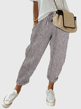 Reina | Elegant Women's Pants – Grey (Striped) | The Bellemont Sisters Australia